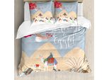 Abakuhaus Set Copripiumino Egiziano Per Letti Singoli, Cammelli Colorati, Antiacaro, Adatto A Chi Soffre Di Allergie, Con Federa, 200 Cm X 200 Cm - 80 X 80 Cm, Multicolore