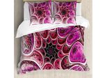 Set Copripiumino Abakuhaus Astral Per Letti Singoli, Quirky Futuristic Organism, Antiacaro, Adatto A Chi Soffre Di Allergie, Con Federa, 155 Cm X 220 Cm - 80 X 80 Cm, Magenta Scuro Multicolore
