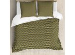 Abakuhaus Set Copripiumino Per Letti Singoli, Bicolore, Motivo Geometrico Astratto, Antiacaro, Adatto A Chi Soffre Di Allergie, Con Federa, 155 Cm X 220 Cm - 80 X 80 Cm, Senape E Grigio Antracite