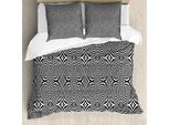 Abakuhaus Set Copripiumino Astratto Surreale Per Letti Singoli, Cerchi Illusori, Antiacaro, Adatto A Chi Soffre Di Allergie, Con Federa, 155 Cm X 220 Cm - 80 X 80 Cm, Grigio Antracite Bianco