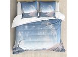 Abakuhaus Set Copripiumino Astratto Surreale Per Letti Singoli, Deserto Da Sogno, Antiacaro, Adatto A Chi Soffre Di Allergie, Con Federa, 155 Cm X 220 Cm - 80 X 80 Cm, Viola-Blu-Grigio