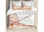 Abakuhaus Set Copripiumino Per Letto Singolo, Silhouette Rides Flags, Antiacaro, Adatto A Chi Soffre Di Allergie, Con Federa, 155 Cm X 220 Cm - 80 X 80 Cm, Cannella-Verde Felce