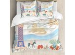 Abakuhaus Set Copripiumino Egiziano Per Letti Singoli, Attrazioni Turistiche Dell'egitto, Antiacaro, Adatto A Chi Soffre Di Allergie, Con Federa, 155 Cm X 220 Cm - 80 X 80 Cm, Multicolore
