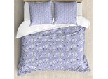 Set Copripiumino Abakuhaus Per Letti Singoli, Fiori Sakura E Coccinelle, Antiacaro, Adatto A Chi Soffre Di Allergie, Con Federa, 155 Cm X 220 Cm - 80 X 80 Cm, Pale Ceil Blu Bianco