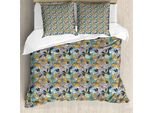 Abakuhaus Set Copripiumino Per Letto Singolo, Motivo Floreale Giardino, Antiacaro, Adatto A Chi Soffre Di Allergie, Con Federa, 155 Cm X 220 Cm - 80 X 80 Cm, Multicolore