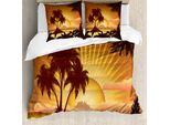 Abakuhaus Set Copripiumino Fiji Per Letti Singoli, Grafica Digitale Con Scena Del Tramonto, Antiacaro E Anallergico, Con Federa, 155 Cm X 220 Cm - 80 X 80 Cm, Multicolore