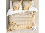 Abakuhaus Set Copripiumino Per Letto Singolo, Vintage Flora Fun-Fahrt, Antiacaro, Adatto A Chi Soffre Di Allergie, Con Federa, 200 Cm X 200 Cm - 80 X 80 Cm, Umber Tan