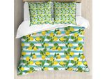 Abakuhaus Set Copripiumino Per Letto Singolo, Foglie Di Limone, Antiacaro, Adatto A Chi Soffre Di Allergie, Con Federa, 155 Cm X 220 Cm - 80 X 80 Cm, Seafoam Senf