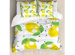 Abakuhaus Set Copripiumino Per Letto Singolo, Cheery Agrumi Arte, Antiacaro Adatto A Chi Soffre Di Allergie Con Federa, 155 Cm X 220 Cm - 80 X 80 Cm, Lime Green Senf