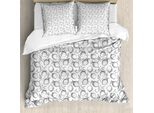 Abakuhaus Set Copripiumino Per Letto Singolo, Agrumi Monocromatici, Antiacaro, Adatto A Chi Soffre Di Allergie, Con Federa, 200 Cm X 200 Cm - 80 X 80 Cm, Grigio E Bianco