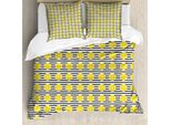 Abakuhaus Set Copripiumino Per Letto Singolo, Agrumi A Fette, Antiacaro, Adatto A Chi Soffre Di Allergie, Con Federa, 155 Cm X 220 Cm - 80 X 80 Cm, Giallo Coke Grigio