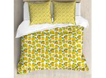 Abakuhaus Set Copripiumino Per Letto Singolo, Colori Energici Citrus Kunst, Antiacaro, Adatto A Chi Soffre Di Allergie, Con Federa, 200 Cm X 200 Cm - 80 X 80 Cm, Terra Giallo Bianco Verde
