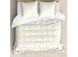 Abakuhaus Set Copripiumino A Pois Gialli Per Letti Singoli, Mini Pois Casuali, Antiacaro, Adatto A Chi Soffre Di Allergie, Con Federa, 155 Cm X 220 Cm - 80 X 80 Cm, Terra Giallo Pallido