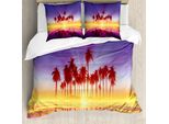 Abakuhaus Set Copripiumino Fiji Per Letti Singoli, Sfondo Scenografico Con Palme, Antiacaro E Anallergico, Con Federa, 155 Cm X 220 Cm - 80 X 80 Cm, Multicolore