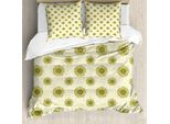 Abakuhaus Set Copripiumino A Pois Gialli Per Letti Singoli, Sunflowers Spots, Antiacaro, Adatto A Chi Soffre Di Allergie, Con Federa, 155 Cm X 220 Cm - 80 X 80 Cm, Giallo Pastello Grigio Scuro