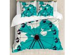 Abakuhaus Set Copripiumino Per Letto Singolo, Motivo Grunge Card Art, Antiacaro E Anallergico, Con Federa, 200 Cm X 200 Cm - 80 X 80 Cm, Avorio Scuro Seafoam