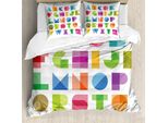 Abakuhaus Set Copripiumino Per Letti Singoli, Educational Letters Kunst, Antiacaro, Adatto A Chi Soffre Di Allergie, Con Federa, 200 Cm X 200 Cm - 80 X 80 Cm, Bianco Multicolore