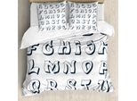 Abakuhaus Set Copripiumino Per Letto Singolo, Graffiti Monocromatici, Antiacaro, Adatto A Chi Soffre Di Allergie, Con Federa, 200 Cm X 200 Cm - 80 X 80 Cm, Grigio Antracite Bianco