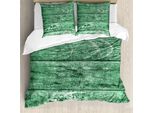 Abakuhaus Set Copripiumino Celtico Verde Per Letti Singoli, Effetto Legno Sbiadito, Antiacaro, Adatto A Chi Soffre Di Allergie, Con Federa, 200 Cm X 200 Cm - 80 X 80 Cm, Verde Alloro-Verde Giada