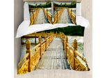 Abakuhaus Set Copripiumino Per Letto Singolo, HolzbrüCke Reisen, Antiacaro, Adatto A Chi Soffre Di Allergie, Con Federa, 200 Cm X 200 Cm - 80 X 80 Cm, Senape, Marrone Chiaro, Verde