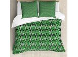 Abakuhaus Set Copripiumino Jungle Leaf Per Letti Singoli, Foglie A Zig Zag, Antiacaro, Adatto A Chi Soffre Di Allergie, Con Federa, 200 Cm X 200 Cm - 80 X 80 Cm, Grigio Antracite Verde