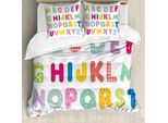 Abakuhaus Set Copripiumino Alphabet Per Letti Singoli, Lettere Colorate Stampate, Antiacaro, Adatto A Chi Soffre Di Allergie, Con Federa, 200 Cm X 200 Cm - 80 X 80 Cm, Multicolore