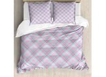 Abakuhaus Set Copripiumino Geometrico Per Letti Singoli, Quadri Colorati, Antiacaro, Adatto A Chi Soffre Di Allergie, Con Federa, 155 Cm X 220 Cm - 80 X 80 Cm, Rosa Azzurro Pallido