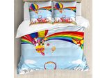 Abakuhaus Set Copripiumino Per Letto Singolo, Design Divertente E Infantile, Antiacaro E Anallergico, Con Federa, 200 Cm X 200 Cm - 80 X 80 Cm, Multicolore