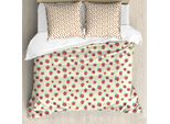 Abakuhaus Set Copripiumino Per Letto Singolo, Motivo Frutta Estiva, Antiacaro, Adatto A Chi Soffre Di Allergie, Con Federa, 155 Cm X 220 Cm - 80 X 80 Cm, Crema Scuro Corallo