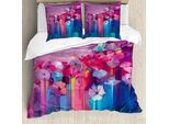 Abakuhaus Set Copripiumino Gerber Daisy Per Letti Singoli, Fiori Luminosi, Antiacaro, Adatto A Chi Soffre Di Allergie, Con Federa, 155 Cm X 220 Cm - 80 X 80 Cm, Fucsia E Multicolore