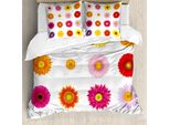 Abakuhaus Set Copripiumino Gerber Daisy Per Letti Singoli, Petali Colorati Love, Antiacaro, Adatto A Chi Soffre Di Allergie, Con Federa, 200 Cm X 200 Cm - 80 X 80 Cm, Multicolore