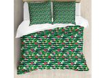 Abakuhaus Set Copripiumino Esotico Per Letti Singoli, Jungle Bouquets Navy Streifen, Antiacaro, Adatto A Chi Soffre Di Allergie, Con Federa, 200 Cm X 200 Cm - 80 X 80 Cm, Multicolore