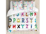 Abakuhaus Set Copripiumino Per Letto Singolo, Cheery Educational Letters, Antiacaro, Adatto A Chi Soffre Di Allergie, Con Federa, 200 Cm X 200 Cm - 80 X 80 Cm, Bianco Multicolore