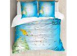 Abakuhaus Set Copripiumino Per Letti Singoli, Isole Del Pacifico Informativo, Antiacaro, Adatto A Chi Soffre Di Allergie, Con Federa, 200 Cm X 200 Cm - 80 X 80 Cm, Sky Blue Multicolor