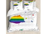 Abakuhaus Set Copripiumino Fiji Per Letti Singoli, Disegno Con Arcobaleno E Scritta, Antiacaro E Anallergico, Con Federa, 155 Cm X 220 Cm - 80 X 80 Cm, Multicolore