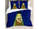 Abakuhaus Set Copripiumino Astratto Surreale Per Letti Singoli, Abbracciarsi, Antiacaro Adatto A Chi Soffre Di Allergie Con Federa, 155 Cm X 220 Cm - 80 X 80 Cm, Blu Notte Kitz
