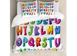 Abakuhaus Set Copripiumino Per Letto Singolo, Colori Sfumati Graffiti, Antiacaro, Adatto A Chi Soffre Di Allergie, Con Federa, 155 Cm X 220 Cm - 80 X 80 Cm, Blu Azzurro Blu Cielo Scuro
