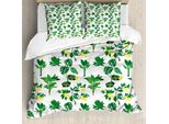 Abakuhaus Set Copripiumino Per Letto Singolo, Tropical Citrus-BlüTen, Antiacaro, Adatto A Chi Soffre Di Allergie, Con Federa, 200 Cm X 200 Cm - 80 X 80 Cm, Giallo Pastello E Verde Felce