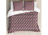 Abakuhaus Set Copripiumino Per Letti Singoli, Stile Vibrant Triangles Art, Antiacaro, Adatto A Chi Soffre Di Allergie, Con Federa, 155 Cm X 220 Cm - 80 X 80 Cm, Burnt Sienna Purpleblue