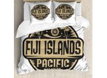 Abakuhaus Set Copripiumino Fiji Per Letti Singoli, Benvenuti Alle Isole Fiji Paradise, Antiacaro Adatto A Chi Soffre Di Allergie Con Federa, 155 Cm X 220 Cm - 80 X 80 Cm, Taupe Scuro Camello Chiaro
