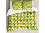 Abakuhaus Set Copripiumino Per Letto Singolo, Disegno Agrumi Vitamina C, Antiacaro, Adatto A Chi Soffre Di Allergie, Con Federa, 155 Cm X 220 Cm - 80 X 80 Cm, Giallo Terra