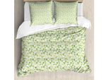 Abakuhaus Set Copripiumino Botanico Per Letti Singoli, Steli Di Spighe Riccioluti, Antiacaro, Adatto A Chi Soffre Di Allergie, Con Federa, 155 Cm X 220 Cm - 80 X 80 Cm, Giallo Verde Mela
