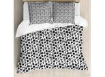 Abakuhaus Set Copripiumino Per Letto Singolo, Dettagli Floreali Monocromatici, Antiacaro E Anallergico, Con Federa, 155 Cm X 220 Cm - 80 X 80 Cm, Grigio Antracite