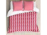 Abakuhaus Set Copripiumino Vintage Valentine Per Letti Singoli, Cuore Monocromatico, Antiacaro, Adatto A Chi Soffre Di Allergie, Con Federa, 200 Cm X 200 Cm - 80 X 80 Cm, Rosa Scuro E Bianco