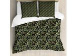 Abakuhaus Set Copripiumino Jungle Leaf Per Letti Singoli, Palme E Banani, Antiacaro, Adatto A Chi Soffre Di Allergie, Con Federa, 200 Cm X 200 Cm - 80 X 80 Cm, Multicolore Grigio Antracite
