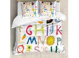 Abakuhaus Set Copripiumino Per Letti Singoli, Divertenti Lettere Infantili, Antiacaro, Adatto A Chi Soffre Di Allergie, Con Federa, 200 Cm X 200 Cm - 80 X 80 Cm, Multicolore
