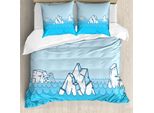 Set Copripiumino Abakuhaus Ice Berg Per Letti Singoli, Frosty Floating Elements, Antiacaro, Adatto A Chi Soffre Di Allergie, Con Federa, 155 Cm X 220 Cm - 80 X 80 Cm, Pale Blue Sky Blue