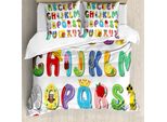 Abakuhaus Set Copripiumino Per Letto Singolo, Happy Educational Letters, Antiacaro, Adatto A Chi Soffre Di Allergie, Con Federa, 155 Cm X 220 Cm - 80 X 80 Cm, Multicolore