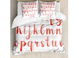 Abakuhaus Set Copripiumino Per Letto Singolo, Aquarell Warm Letters, Antiacaro, Adatto A Chi Soffre Di Allergie, Con Federa, 200 Cm X 200 Cm - 80 X 80 Cm, Corallo E Vermiglio