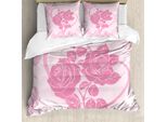 Abakuhaus Set Copripiumino Vintage Valentine Per Letti Singoli, Rose Nel Cuore, Antiacaro, Adatto A Chi Soffre Di Allergie, Con Federa, 155 Cm X 220 Cm - 80 X 80 Cm, Rosa Baby